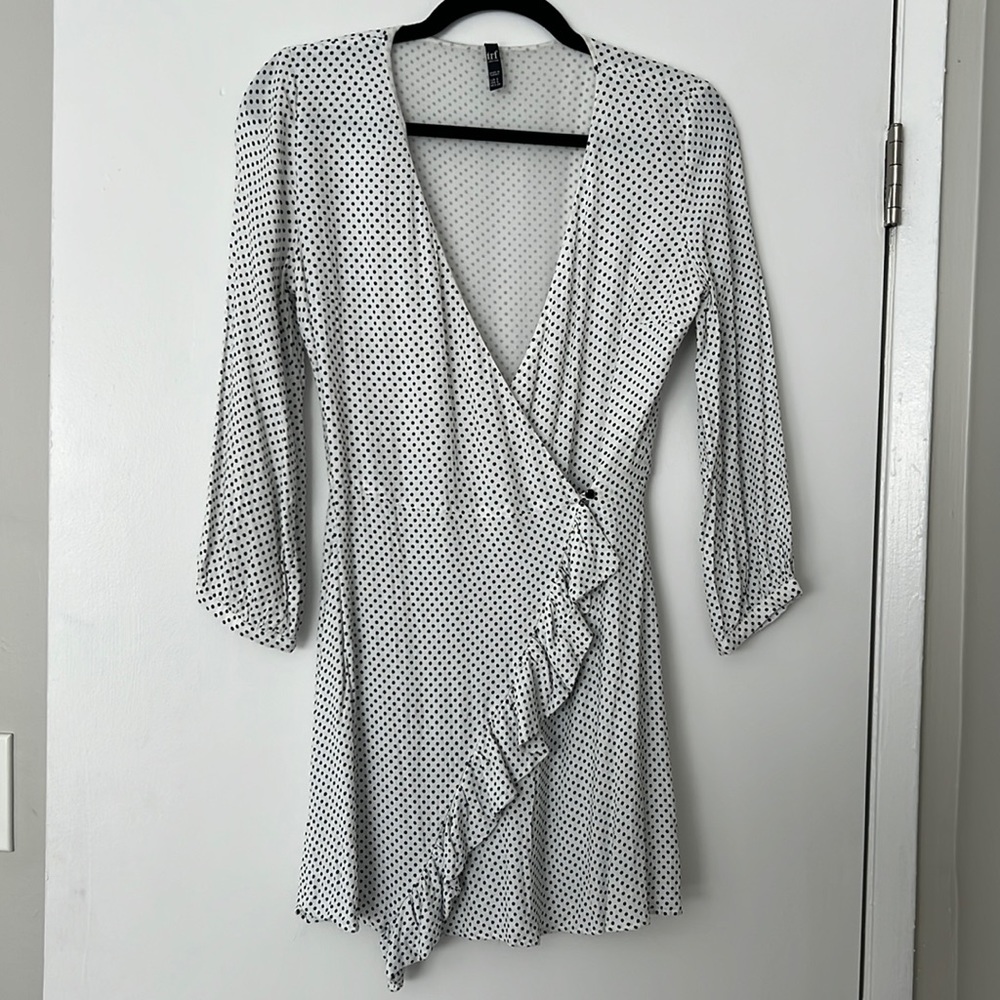 Zara TRF black and white long-sleeve polka dot romper